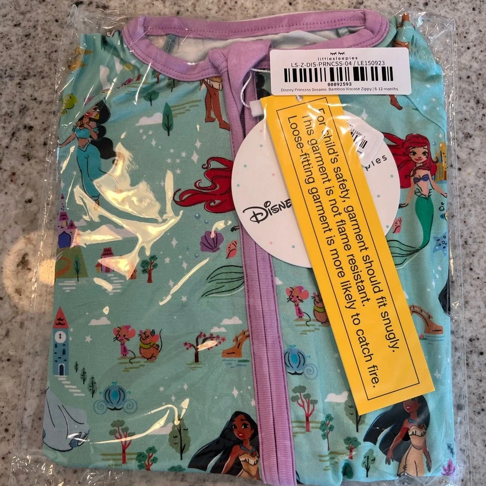 Little Sleepies x Disney Zippy bamboo princess dreams 6-12 months baby girl - Picture 3 of 5